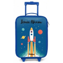 Raket - Planeet - Sterren - Veelkleurig Kinderkoffer - Blauw klein -zz3dotto