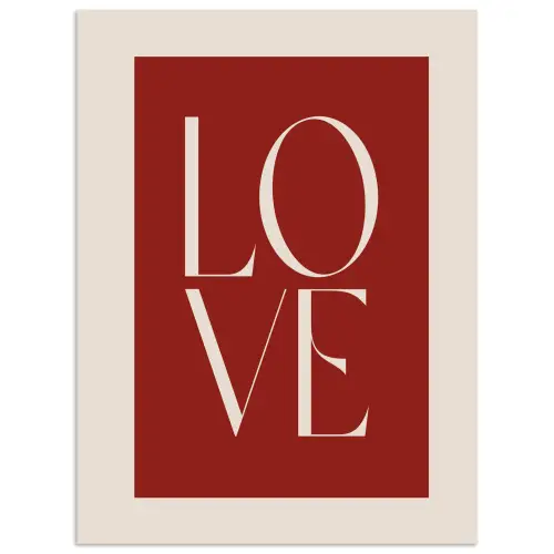 Love - Rood - Minimalistisch poster papier klein -3d