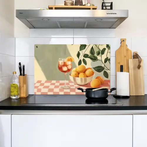 Citroenen - Glas - Tafelkleed - Geblokt Inductie beschemer met haakjes klein -sfeer2