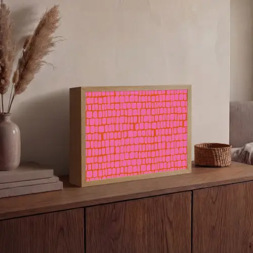 Organisch - Raster - Roze Light Box met batterij (Wandlamp) middel 907 -sfeer2