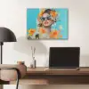 Bloemen - Vrouw - Zonnebril - Blauw PET vilt klein -sfeer5