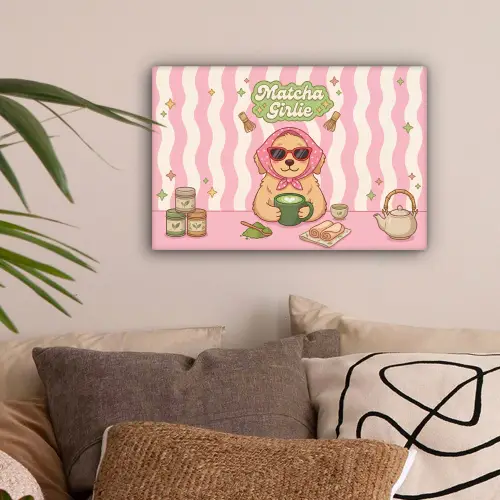 Matcha - Hond - Roze - Groen canvas 2cm klein -sfeer1