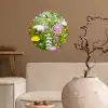 Bloemen - Natuur - Groen - Gras - Paars - Wit Wandcirkel behangsticker klein -sfeer1