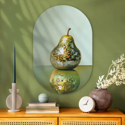 Fruit - Disco - Art - Glitter Wandcirkel Ovaal Glas middel -sfeer2