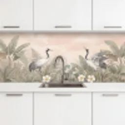 Kraanvogels - Natuur - Roze keuken achterwand 2 middel -3d