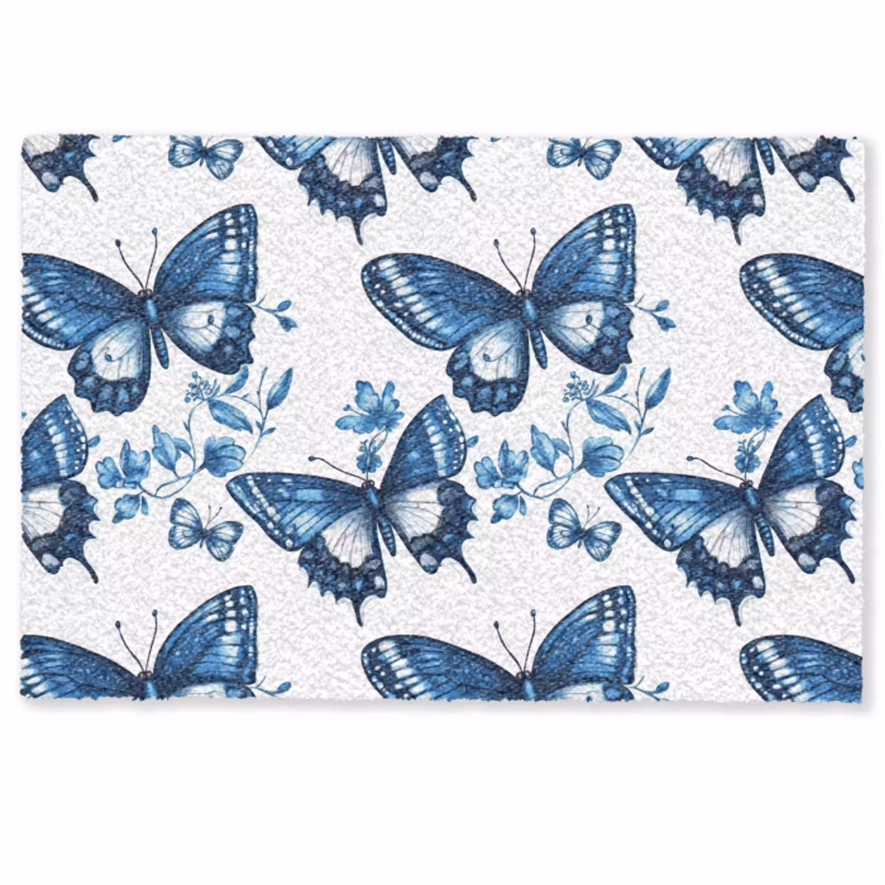 Blauw - Vlinders - Bloemen - Wit Deurmat klein 898 -zkaufland3d