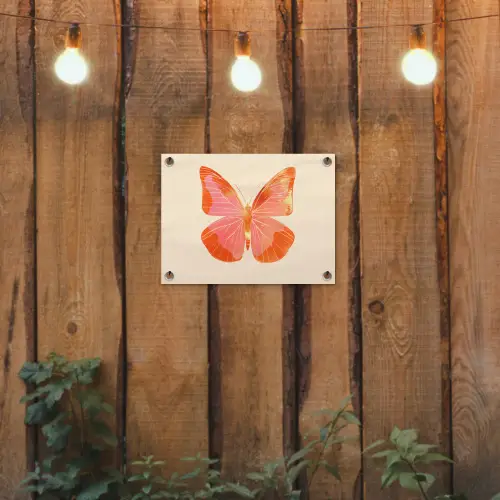 Vlinder - Minimalistisch - Roze tuinposter los doek klein -sfeer1