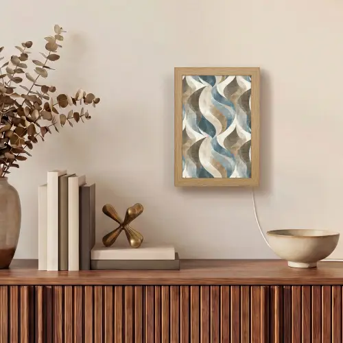 Abstract - Golven - Kleurrijk Light Box met kabel (Tafellamp) klein 925 -sfeer2