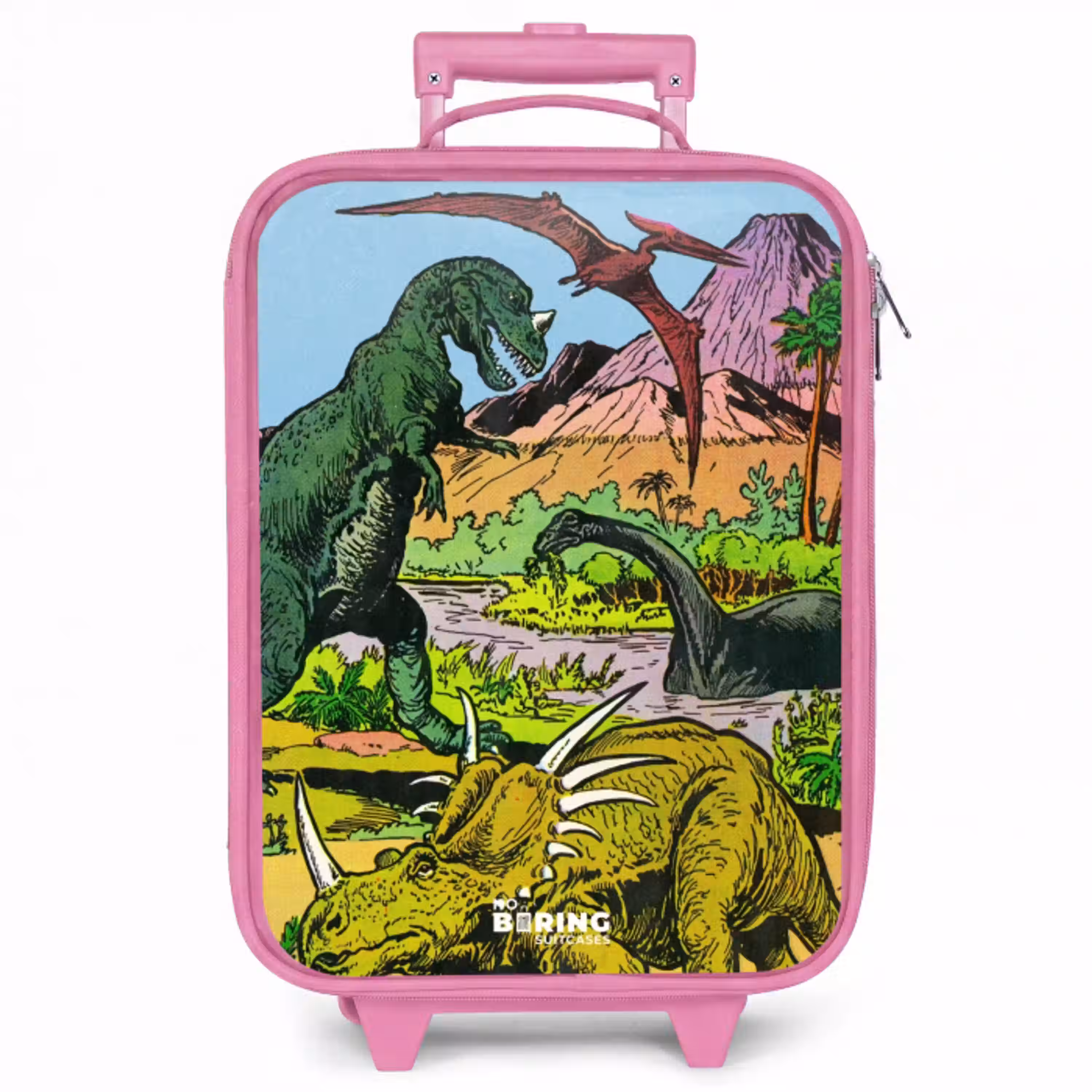 Dino's bij een vulkaan Kinderkoffer - Roze klein -zzz_website3d
