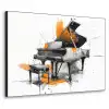 Piano - Oranje - Zwart - schets lijnen Textielframe zwart klein -3d