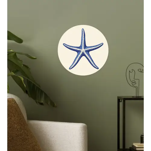 Blauwe zeester - Minimalistisch - Beige Wandcirkel behangsticker klein -sfeer2
