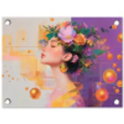 Abstract - Vrouw - Bloemenkroon - Goud tuinposter los doek klein -3d