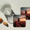 Molen - Zonsondergang - Tulpen - Rood onderzetter kurk middel -sfeer4