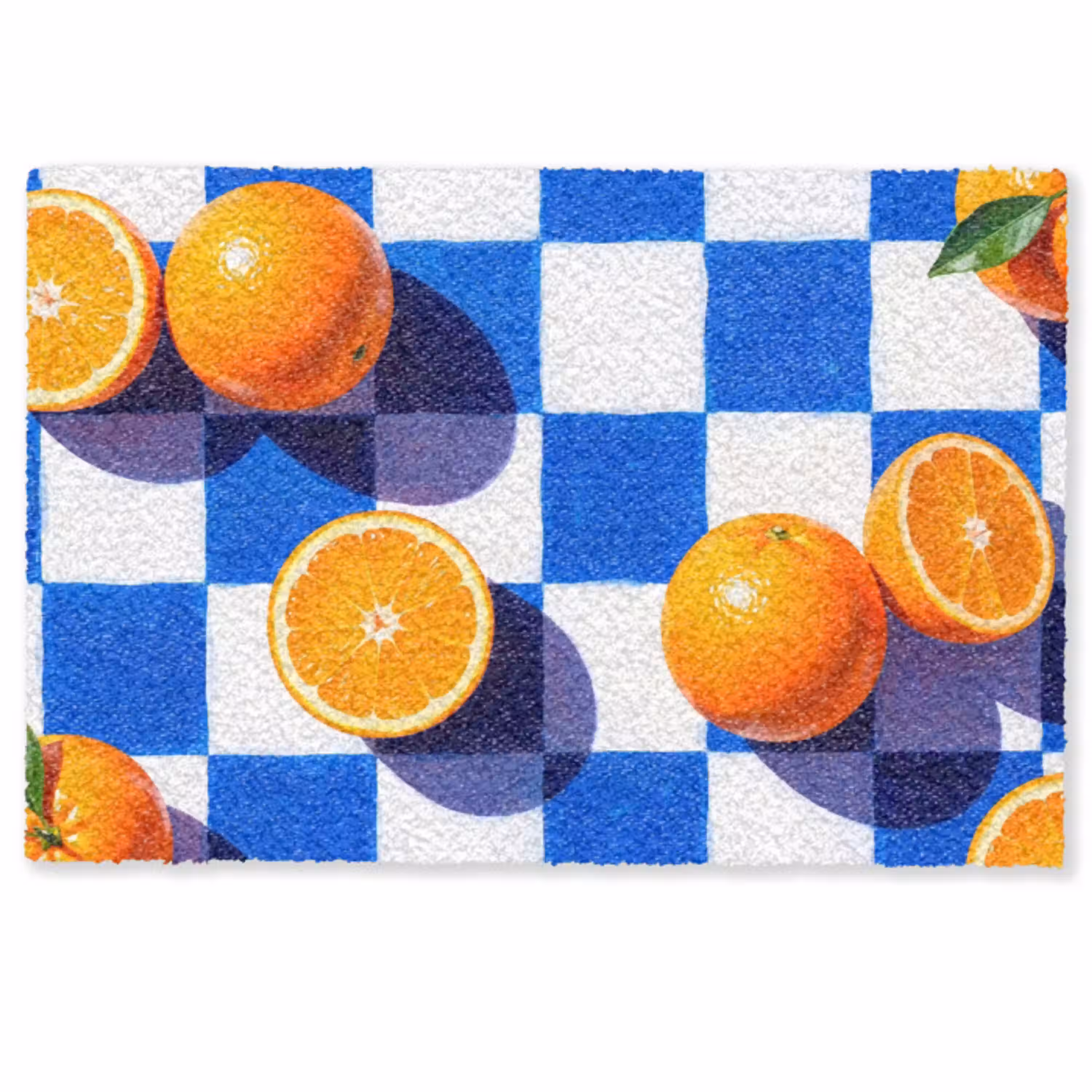 Sinaasappel - Geruit - Eten Deurmat klein -zkaufland3d