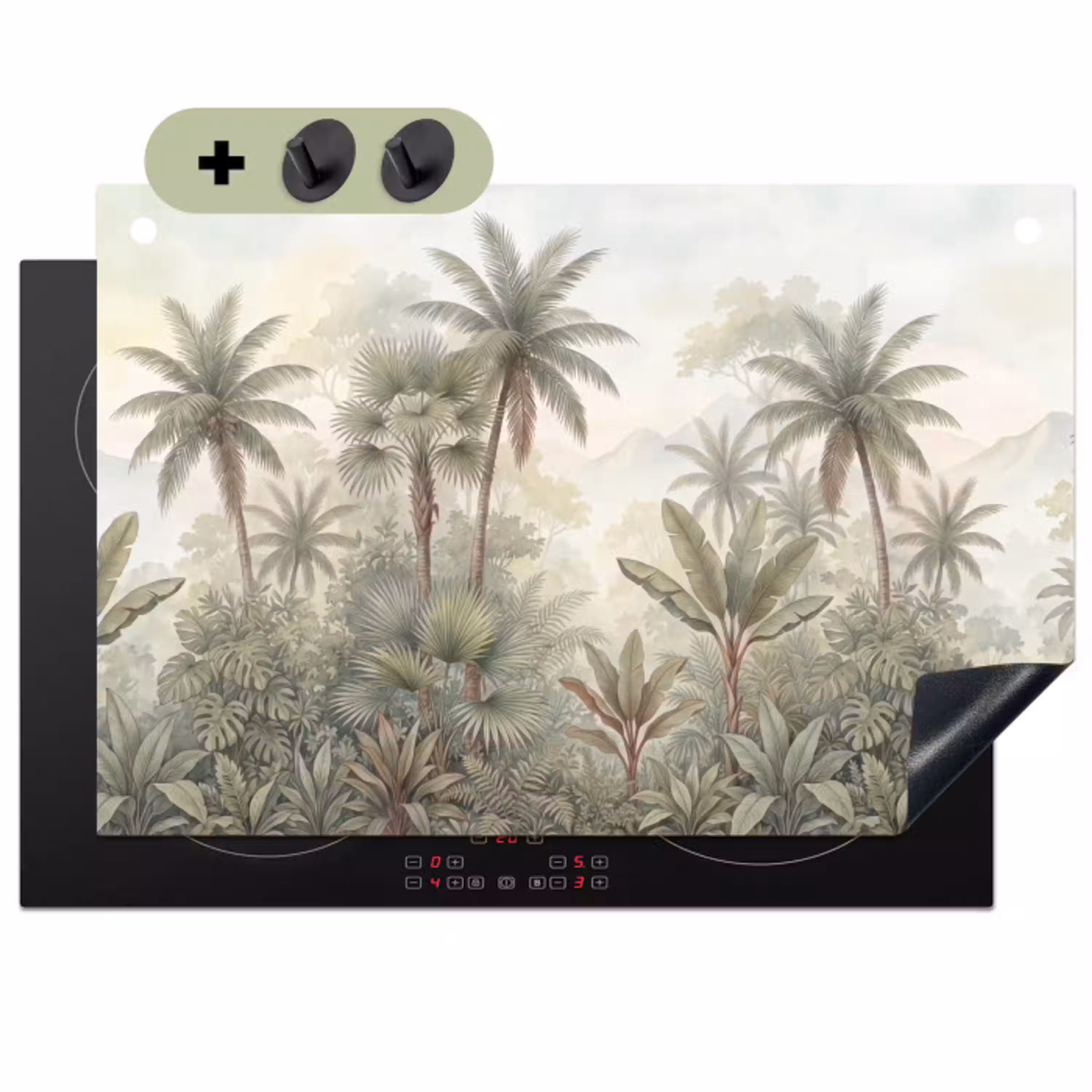 Natuur - Tropisch bos - Landschap - Aquarel - Groen Inductie beschemer met haakjes klein -3d