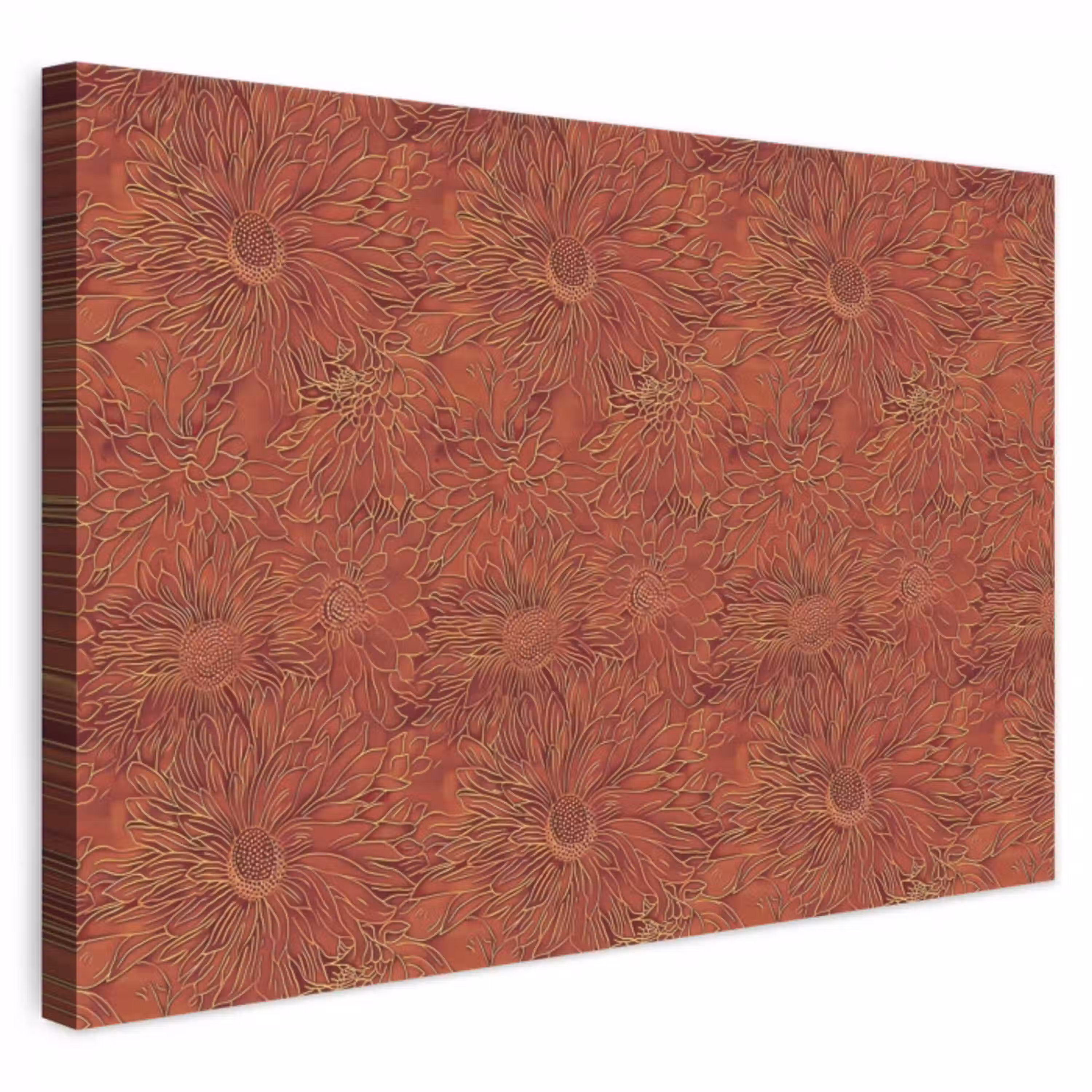Oosters - Bloemen - Terracotta canvas 2cm klein 34 -3d