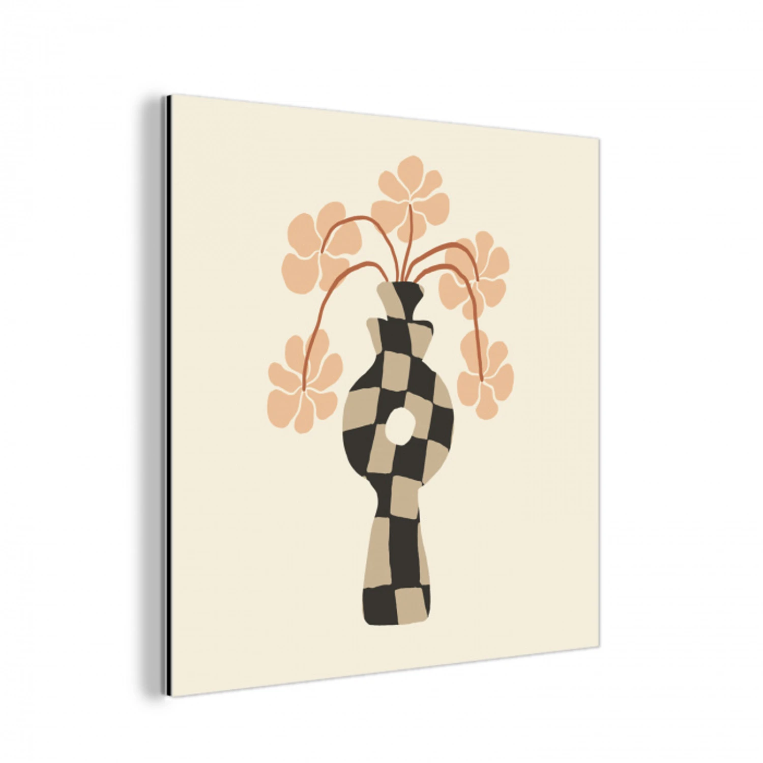 Bloemen - Vaas - Abstracte kunst - Modern aluminium wit klein -3d