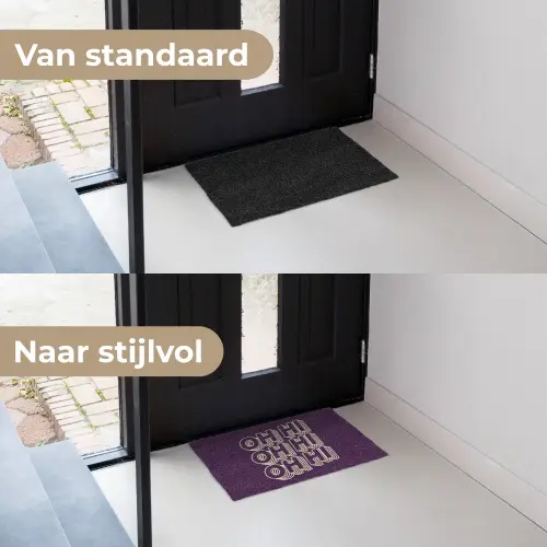 Oh hi - Paars - 3D Deurmat klein -voor-na_NL