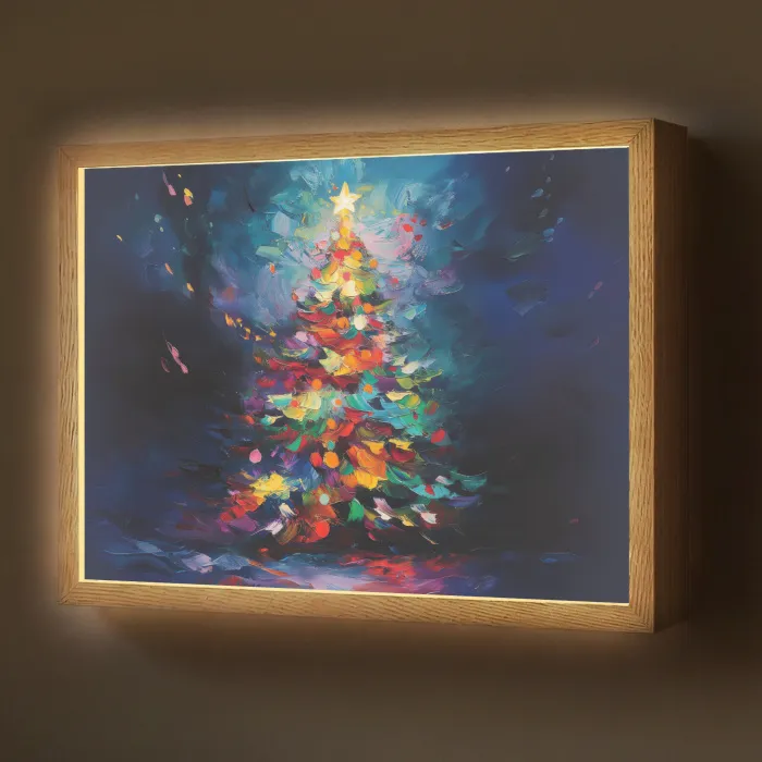 Kerstboom - Kerst - Abstract - Kleurrijk Light Box met batterij (Wandlamp) middel -z3d_website