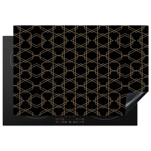Verweven - Zeshoeken - Zwart - Goud Inductie beschermer vinyl 3mm klein 276 -3d