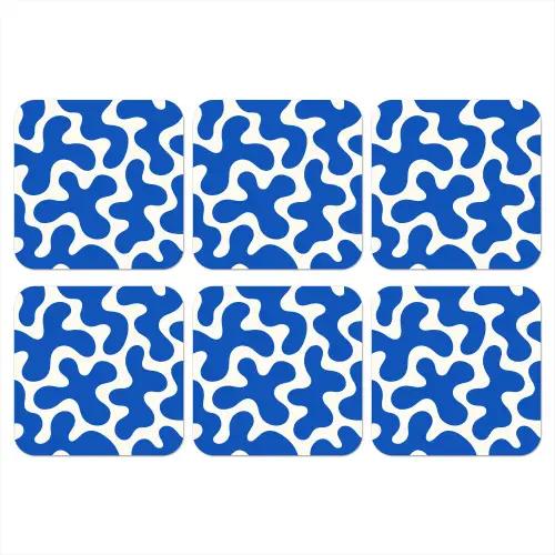 Vormen - Abstract - Blauw - Golven onderzetter kurk middel -3d