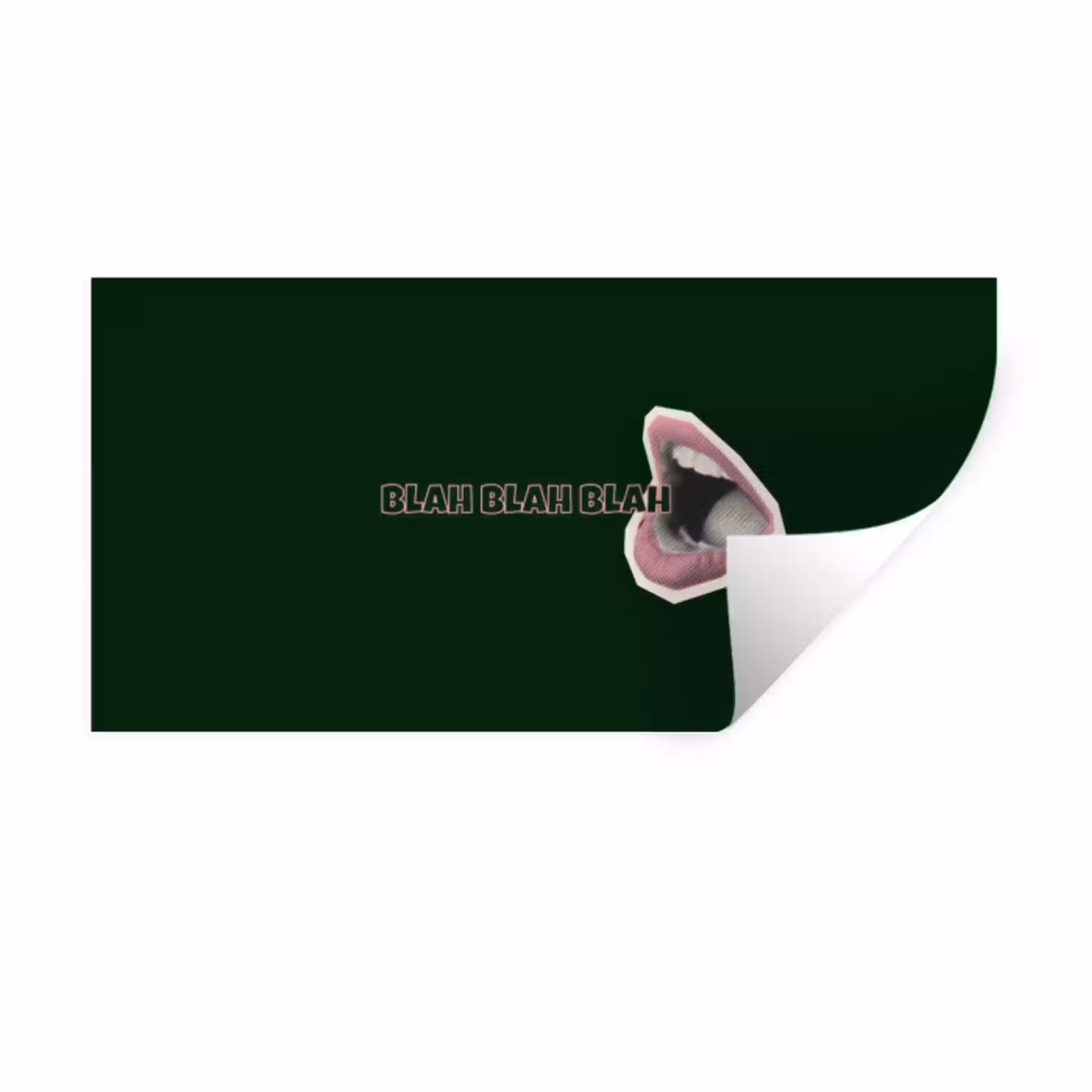 BLAH BLAH BLAH - Mond - Groen Muursticker klein -3d