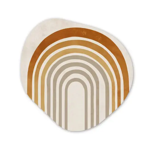 Minimalistisch - Boog - Lijnen - Beige Wandcirkel Organisch Aluminium middel -3d