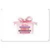 Cadeau - Strik - Tekst - Roze tuinposter los doek groot -3d
