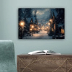 Winterdorp - Sneeuw - Donker canvas 2cm klein -sfeer4