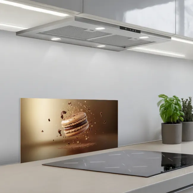 Chocolade - Macarons - Eten - Snoep keuken achterwand spatscherm klein -3d_schuin