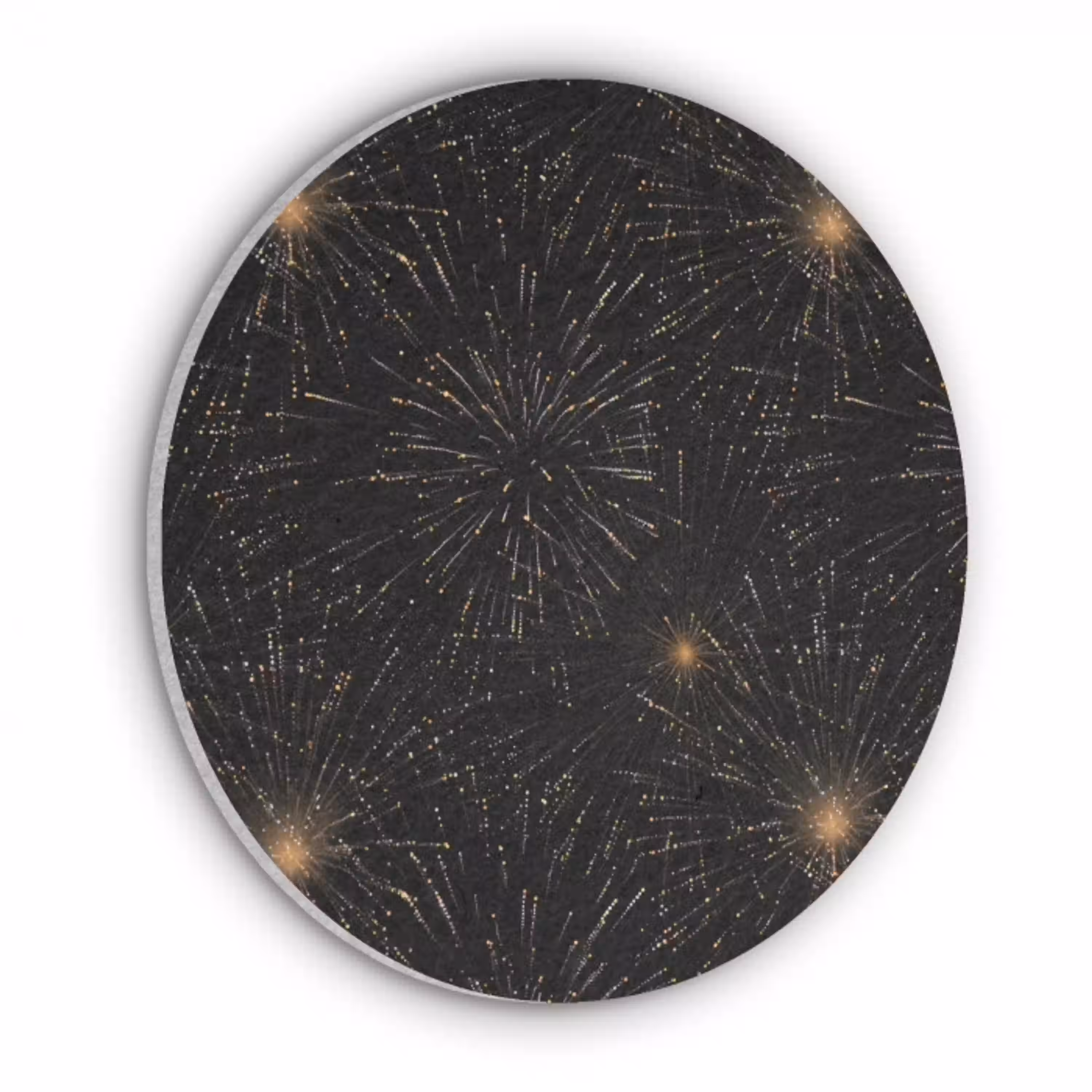 Vuurwerk - Patroon - Feestelijk - Goud - Zwart Akoestische PET Vilt - Rond klein 838 -3d