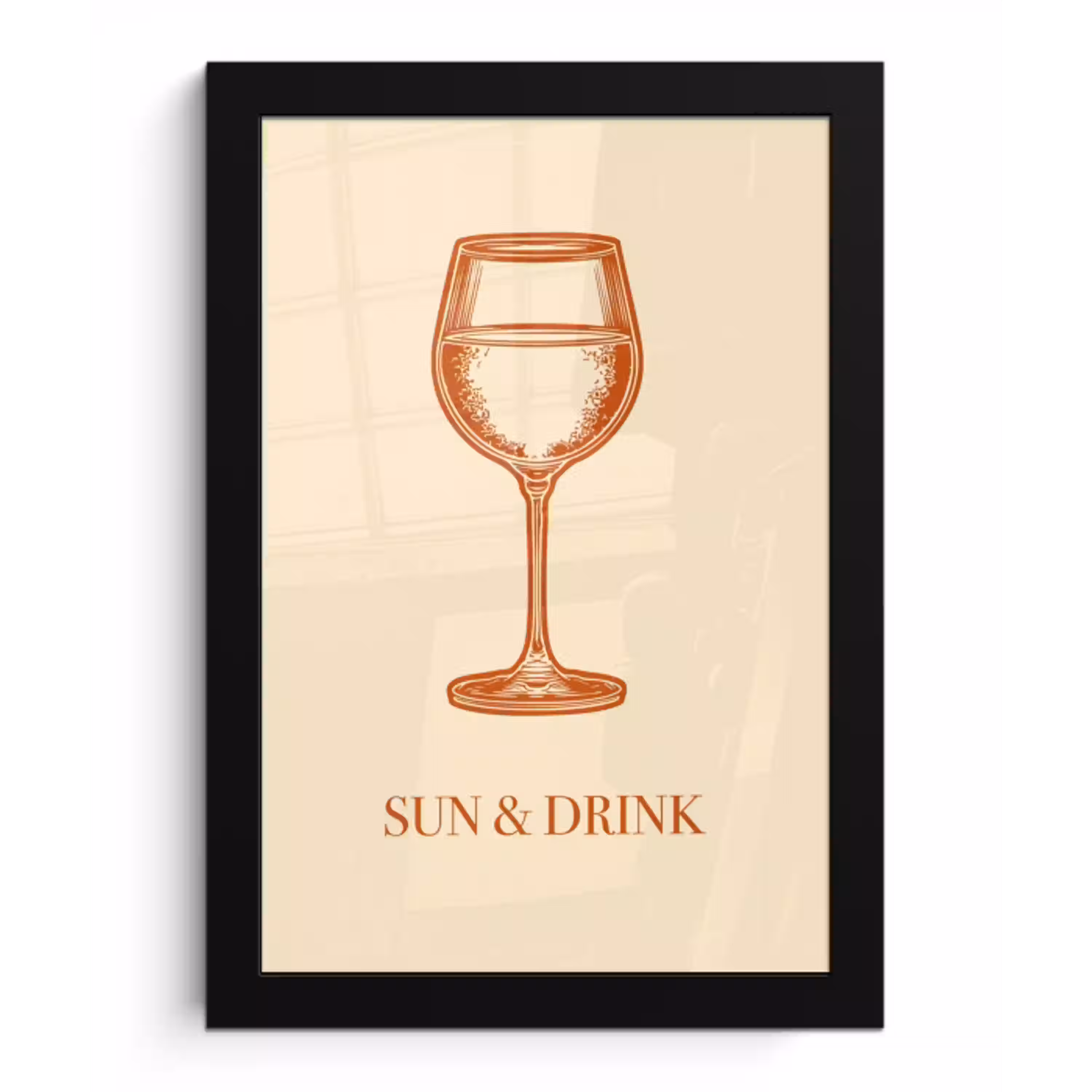 Wijn - Zomer - Quote - Oranje fotolijst zwart zonder passe partout klein -3d