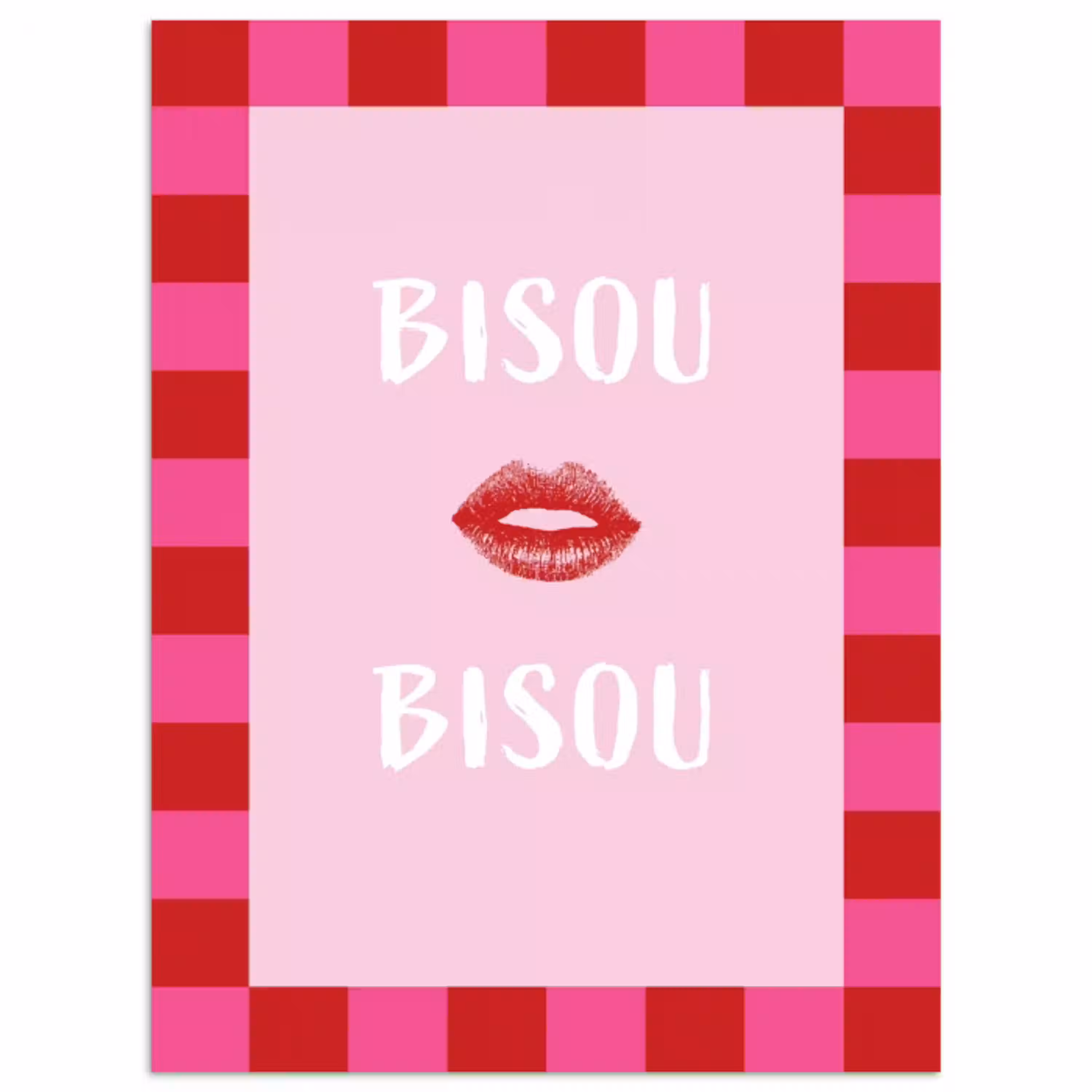 Kiss - Roze - Frans - Valentijn poster papier klein -3d