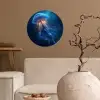 Kwal - Lichtgevend - Tentakels - Blauw Wandcirkel behangsticker klein -sfeer1