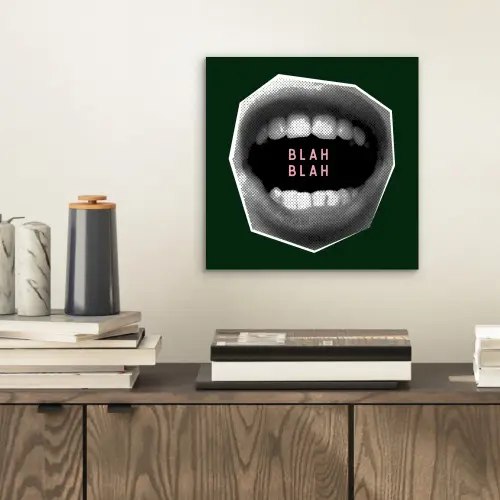 Mond - Groen - Illustratie - BLAH BLAH aluminium wit klein -sfeer1