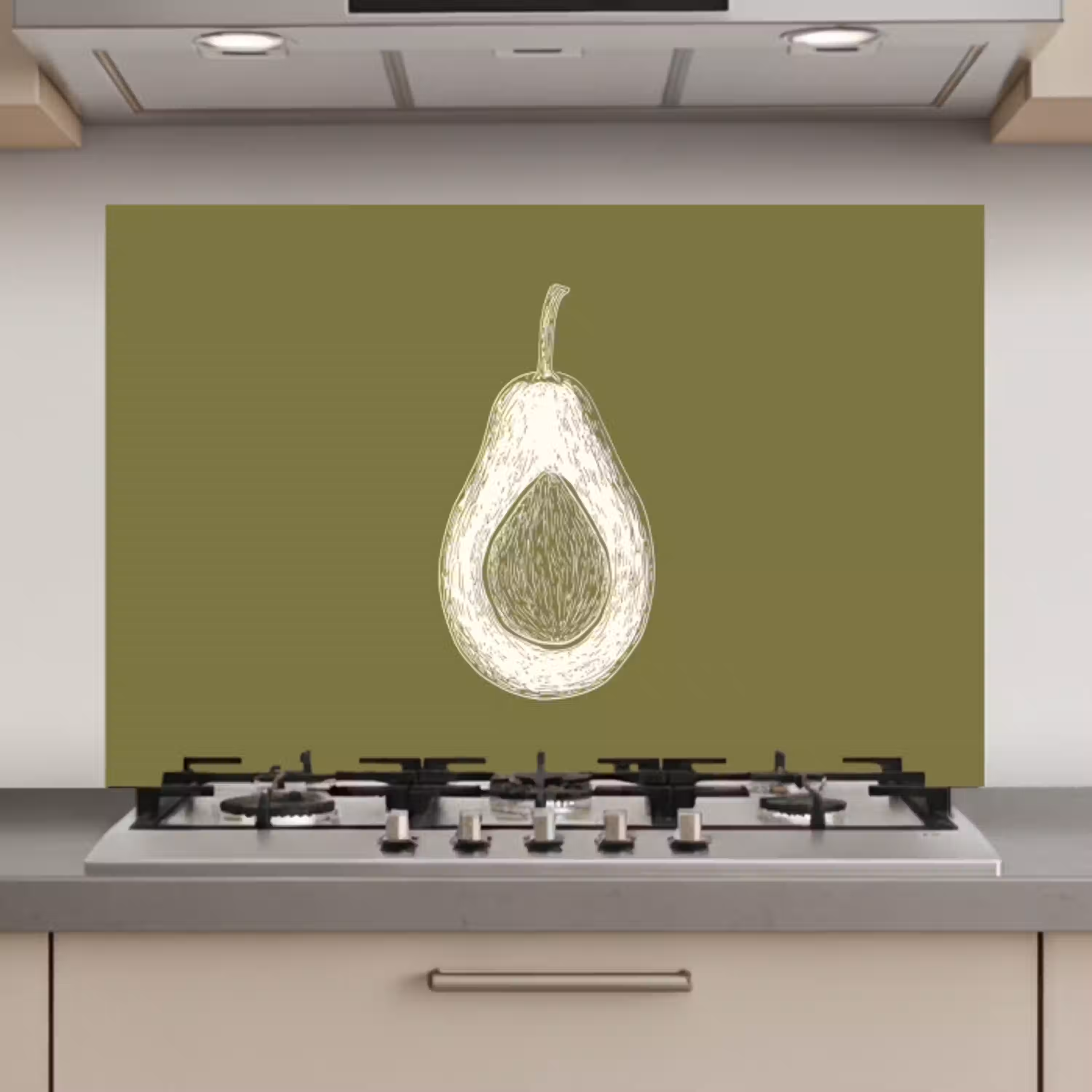 Avocado - Minimalistisch - Illustratie - Groen keuken achterwand spatscherm klein -3d_website