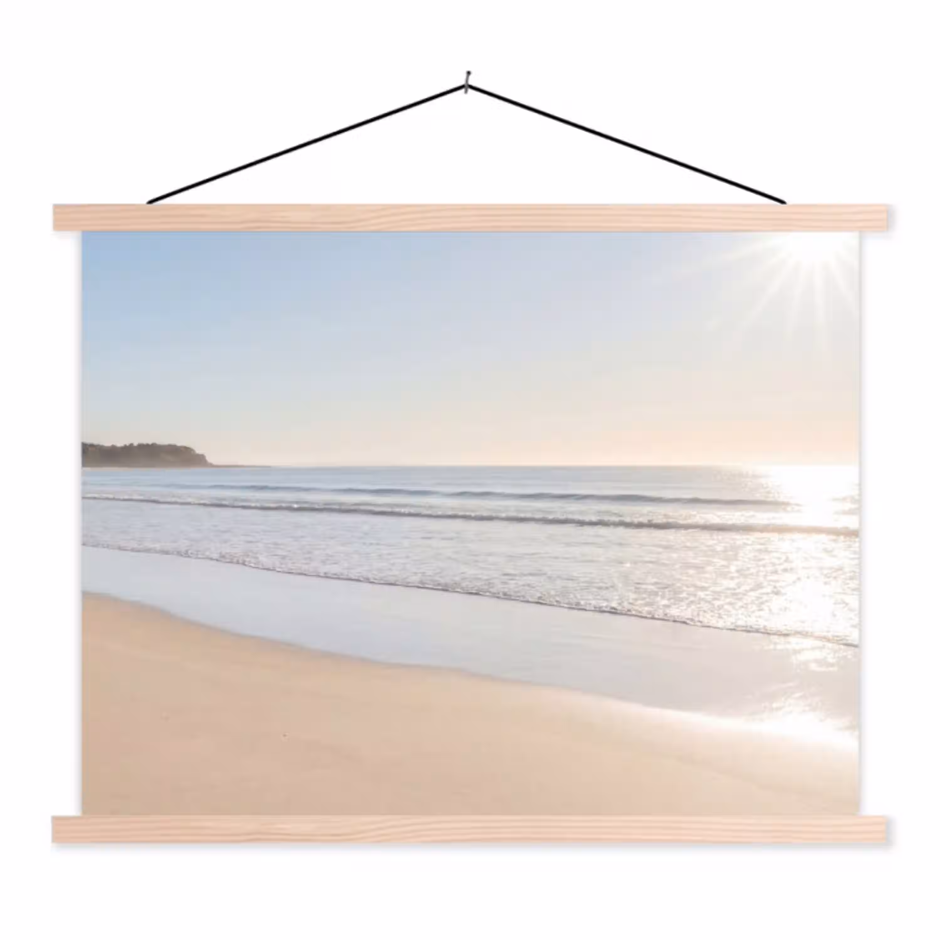 Zee - Zon - Zand textielposter latten blank klein -3d