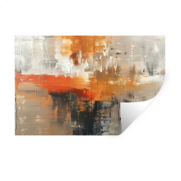 Moderne kunst - Abstract - Goud - Grijs Muursticker klein -3d