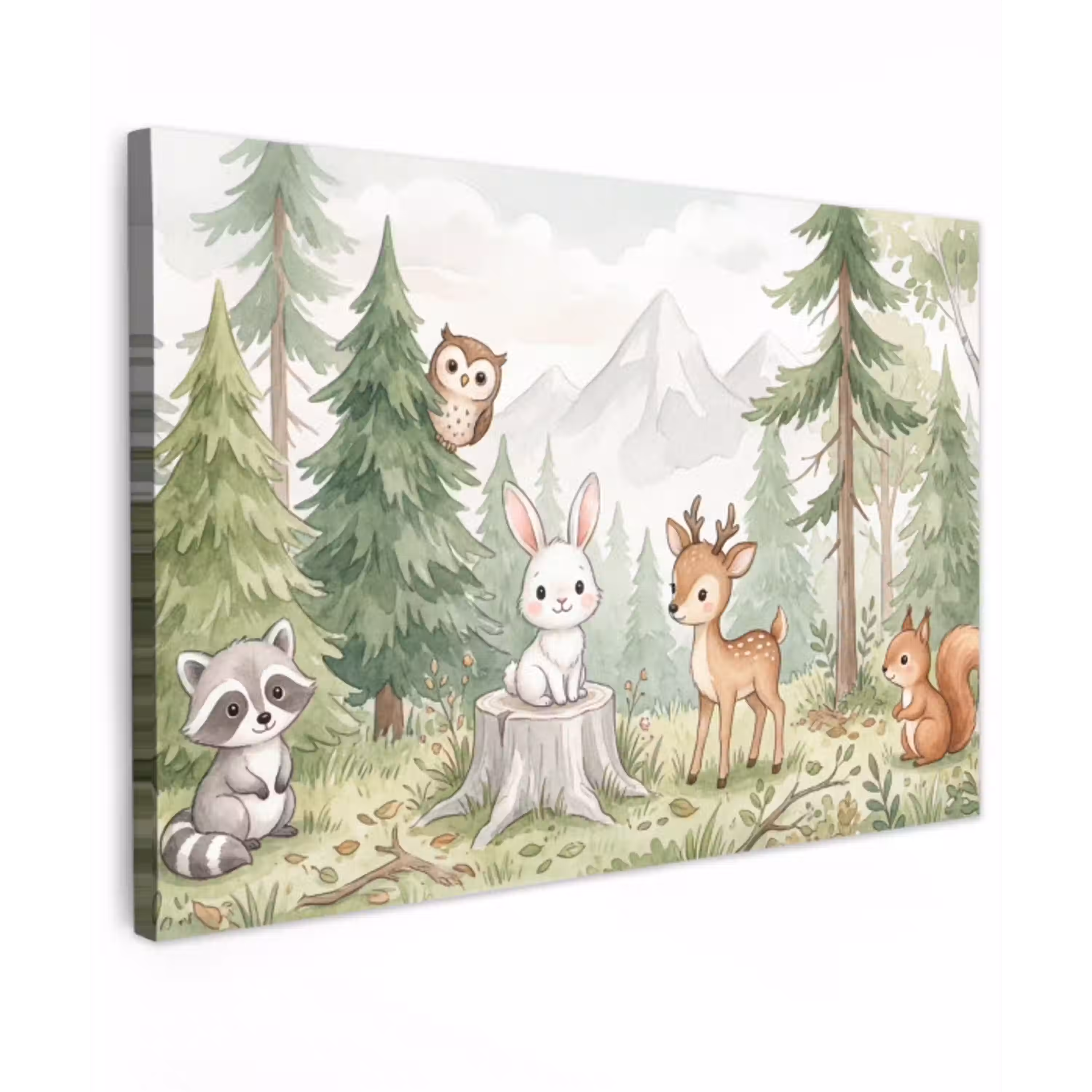 Bos - Dieren - Groen Tuinposter op houten frame 2 cm dik klein -3d