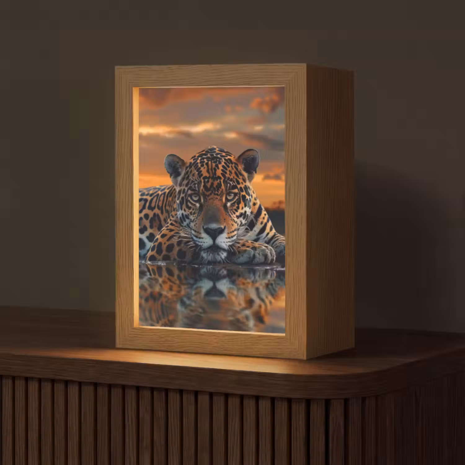Tischlampe - Natur - Leopard - Tier - Sonnenuntergang - Modern