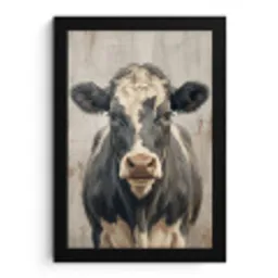 Koe - Portret - Dieren - Modern fotolijst zwart zonder passe partout klein -3d