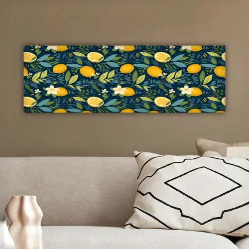 Bloemen - Bladeren - Citroenen - Blauw canvas 2cm klein 828 -sfeer3