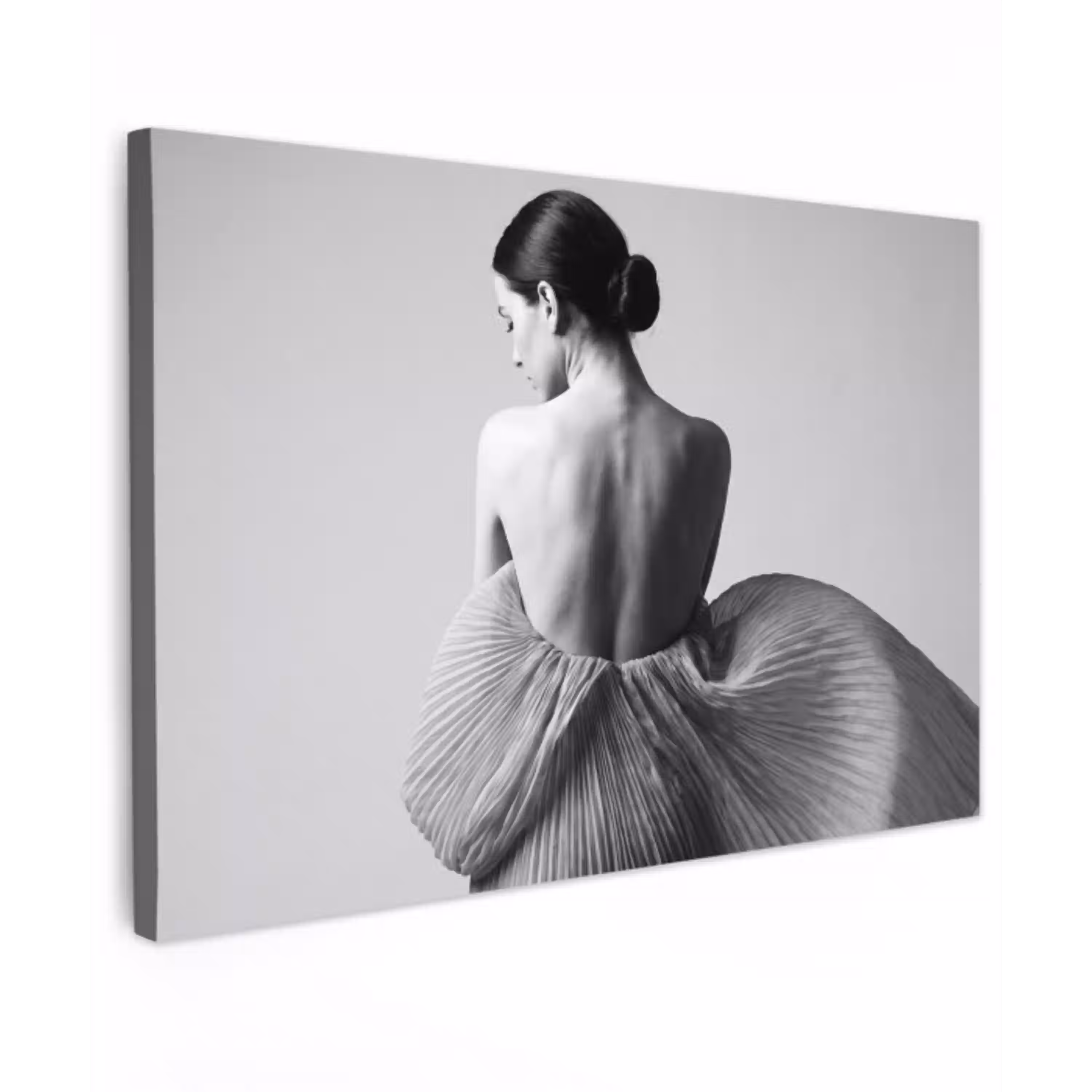 Vrouw - Rug - Textuur - Zwart - Wit - Elegant Tuinposter op houten frame 2 cm dik klein -3d