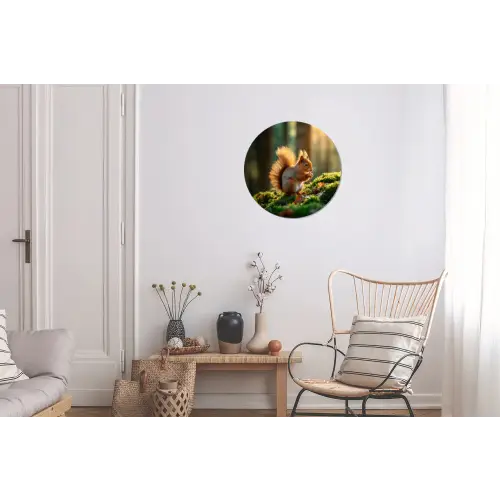 Eekhoorn - Nootje - Gras Wandcirkel aluminium klein -woonkamer