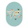 Wereldkaart - Vlinders - Dromerig Wandcirkel Ovaal Glas middel -3d