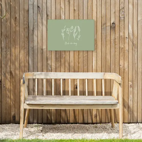 Pluk de Dag Tuinposter op houten frame 2 cm dik klein -sfeer4