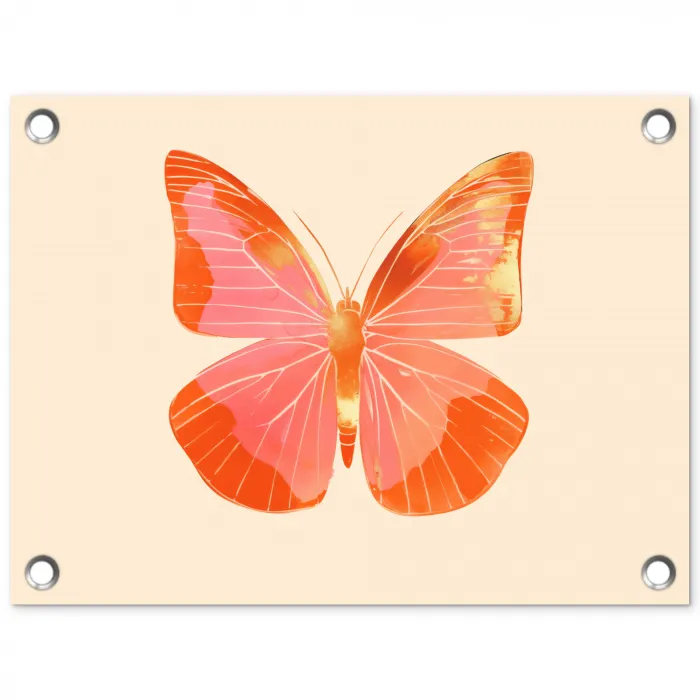 Vlinder - Minimalistisch - Roze tuinposter los doek klein -3d