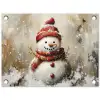 Sneeuwpop - Winter - Sneeuw - Beige tuinposter los doek klein -3d
