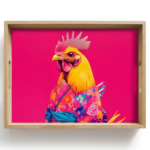 Haan - Kleurrijk - Kimono - Roze Dienblad Rechthoek middel -z3d_shopping