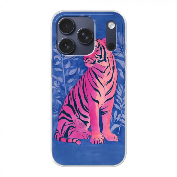 Tijger - Roze - Bladeren - Jungle Telefoonhoesje iPhone 17 Pro klein -3d